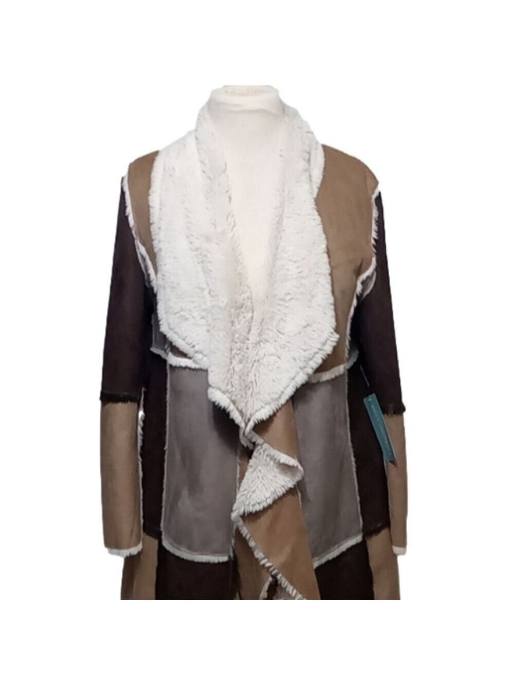 Coldwater Creek Faux Suede Open Front Coat Petite Small